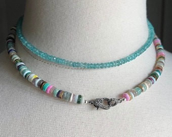 Apatite Gemstone Choker Necklace, Rainbow Necklace with Natural Gems, Candy Gemstone Necklace, Minimal Choker, Dainty Gemstone Choker