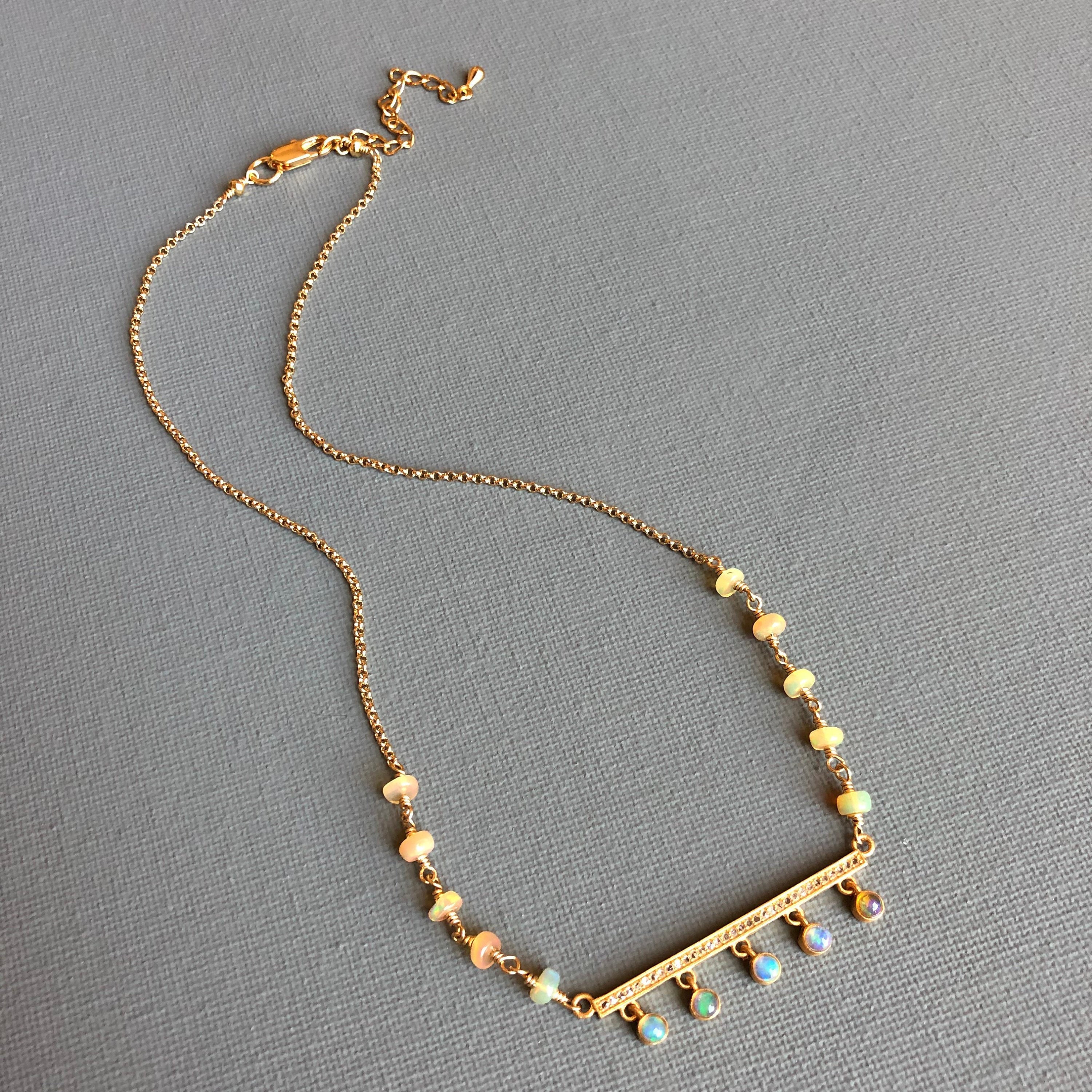 Opal Necklace Real Opal Necklace Opal Necklace Gold Genuine Etsy
