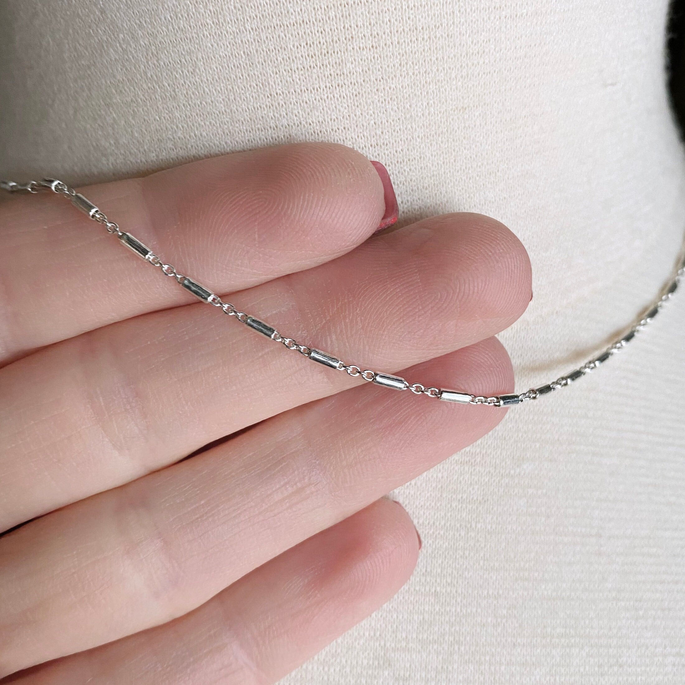 Minimalist Sterling Silver Necklace, Minimal Silver Chain Necklace, Dainty Sterling Silver Chain, Sterling Silver Choker, Layering Necklace