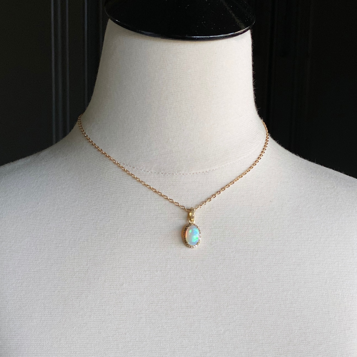 Real Opal Necklace Gold Opal Necklace Dainty Gold Necklace | Etsy