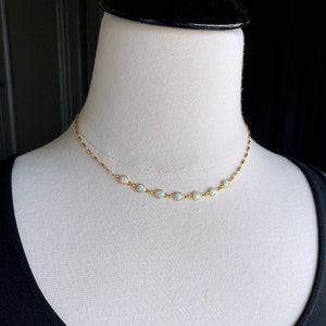 Opal Necklace, White Opal Jewelry, Opal Necklace Gold, Synthetic Opal Necklace, Minimal Necklace Gold, Dainty Opal Necklace image 4