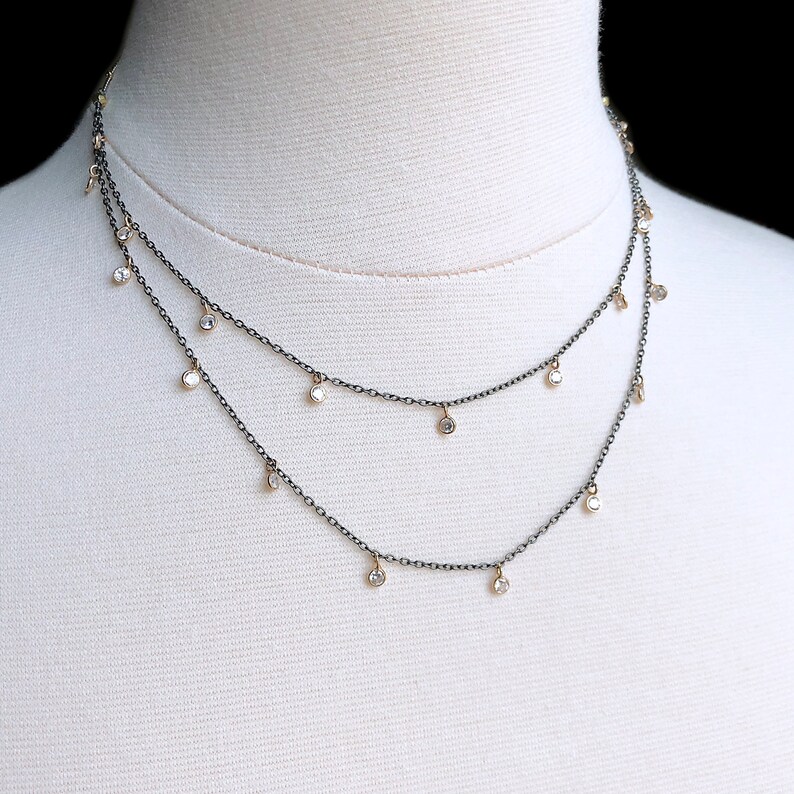 Dianty Drop Necklace Dainty Drop Necklace Sterling Silver Etsy
