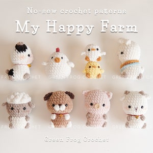 Pattern Bundle 7 Farm Animals, no sew amigurumi crochet patterns, quick and easy patterns