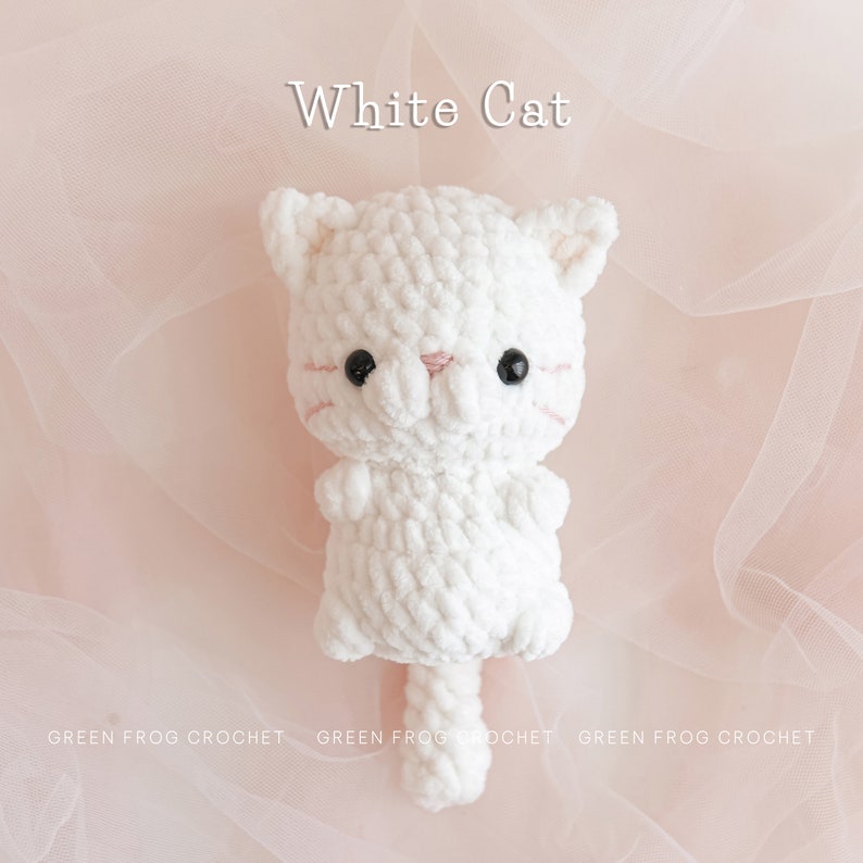 Lot 4 en 1 de motifs amigurumi sans couture pour chats, bébé chat, petit chaton : chat noir et blanc, calicot, tigré, chat siamois image 3