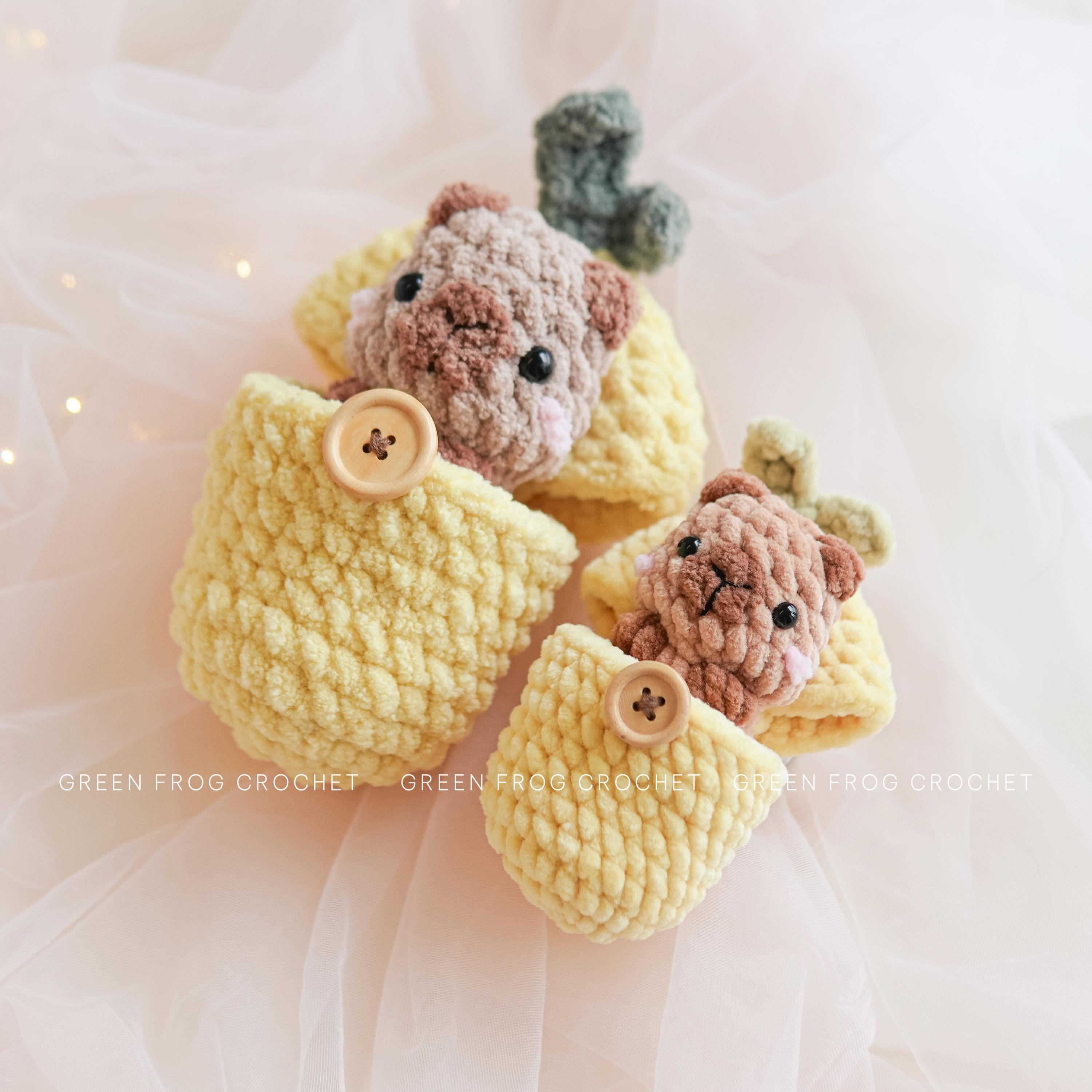 レモンのミニカピバラのミロ、縫わないあみぐるみかぎ針編みのパターン