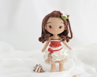 Crochet pattern doll amigurumi princess for Ocean princess PDF in English Español Português(US) Français Deutsche