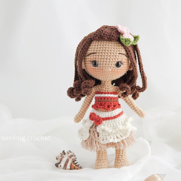 Crochet pattern doll amigurumi princess for Ocean princess PDF in English Español Português(US) Français Deutsche