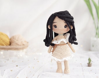 Crochet pattern doll for Tribeswoman Princess PDF in English Español Português(BR) Deutsche Français.