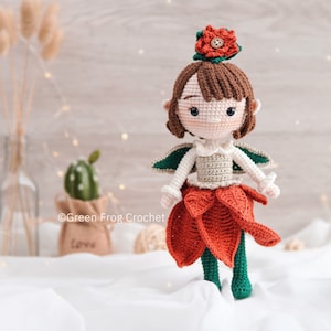 Amigurumi pattern crochet doll pattern Poinsettia Elf