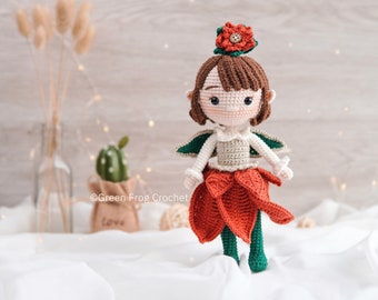Patron Amigurumi crochet patron poupée Elfe Poinsettia