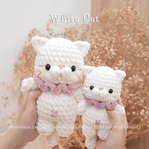 Bundel 12 in 1: niet-naai en laag-naai-kat-haakpatronen, amigurumi-patroon voor kleine kittens, zwart-witte kat, calico, tabby, Siamese kat afbeelding 9