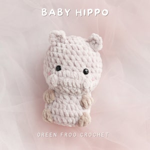 Crochet baby hippo safari animals pattern