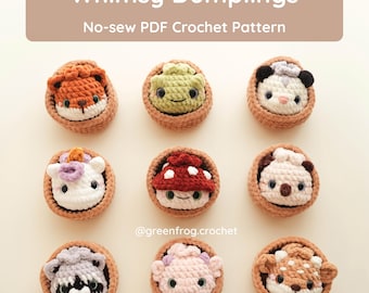 Modello all'uncinetto di animali amigurumi senza cuciture a forma di raviolo stravagante / Portachiavi a forma di bao bun morbido in formato PDF