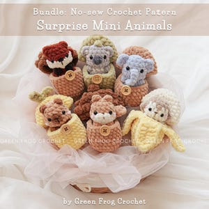 Niespodzianka mini zwierząt, wykluwające się zwierzęta, bezszyciowe wzory szydełkowe amigurumi małpa, słoń, koala, kapibara, wiewiórka, lis