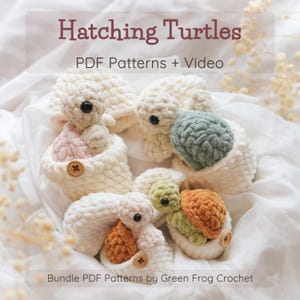 Zestaw 2 w 1: Wzór szydełkowy na wykluwające się małe żółwie Wzór na amigurumi bez szycia