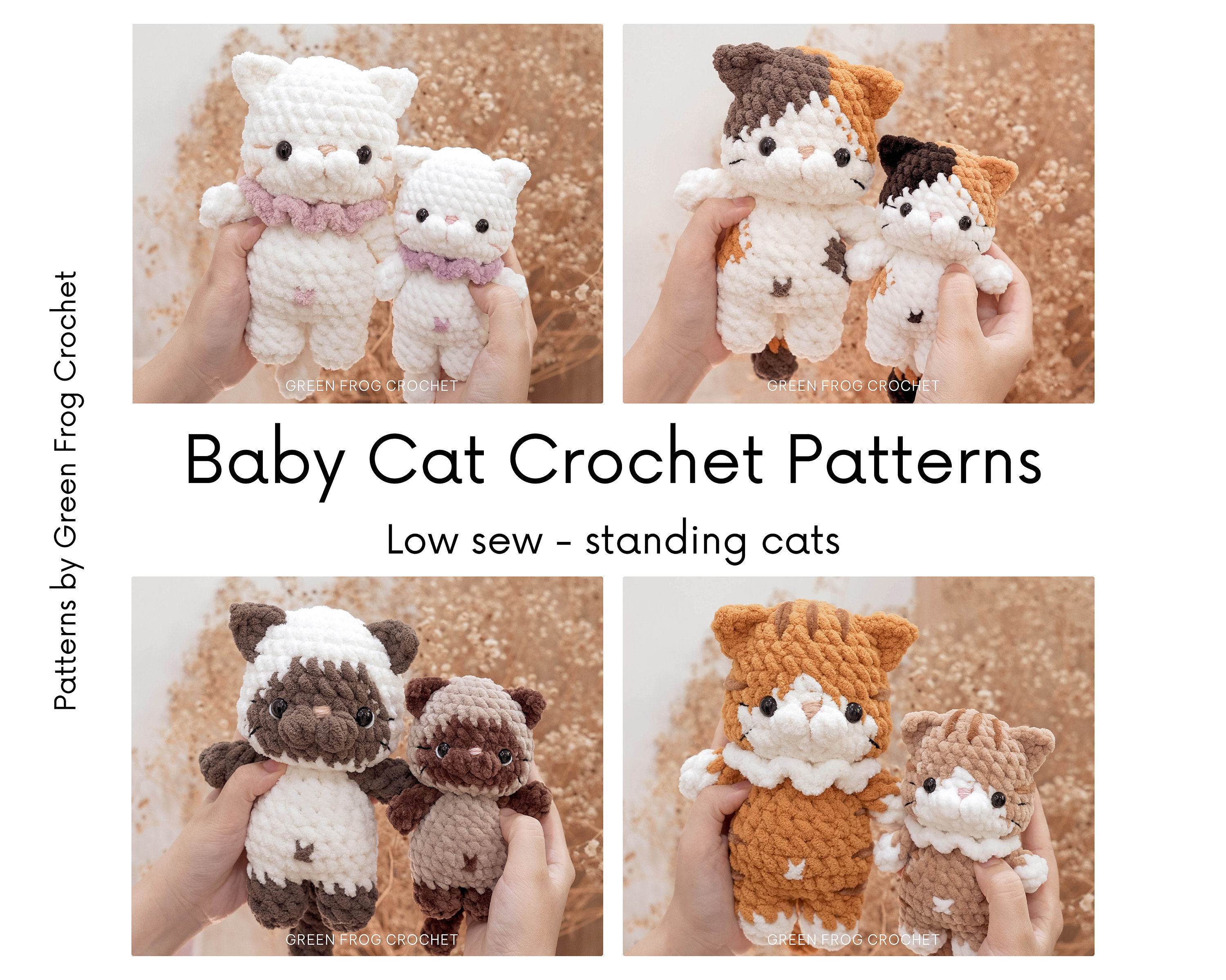 Bundle 4 in 1: Chubby Cat in Standing Pose Low Sew Crochet Pattern
