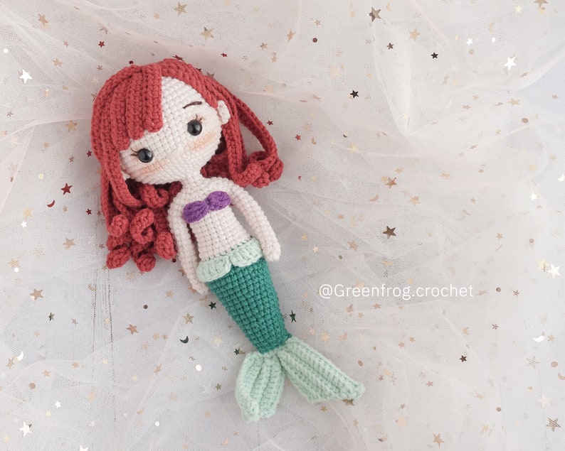 Amigurumi pattern crochet doll princess Mermaid PDF EnglishUS terms, Español, PortuguêsBR, Deutsche, Français image 4