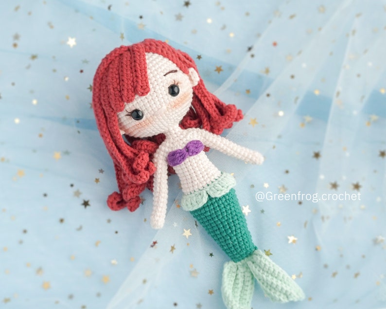 Amigurumi pattern crochet doll princess Mermaid PDF EnglishUS terms, Español, PortuguêsBR, Deutsche, Français image 3