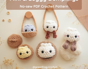 Mini Squishy Dumpling Crochet Pattern | Dumpling in Steamer & on the Swing PDF Amigurumi Patterns