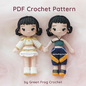 Black hair Kpop Girls Amigurumi Crochet Doll Pattern