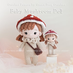 Lalka szydełkowa z wzorem Amigurumi dla lalki Baby Mushroom, wzory szydełkowe w formacie PDF