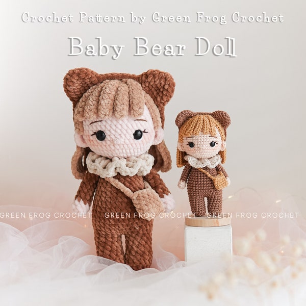 Amigurumi pattern doll crochet for Baby Bear Doll, PDF Crochet Patterns