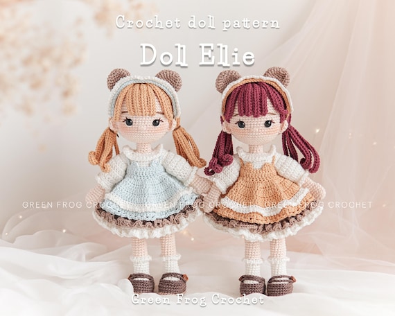 Amigurumi Crochet Doll PDF Pattern for Ellie with removeable clothes