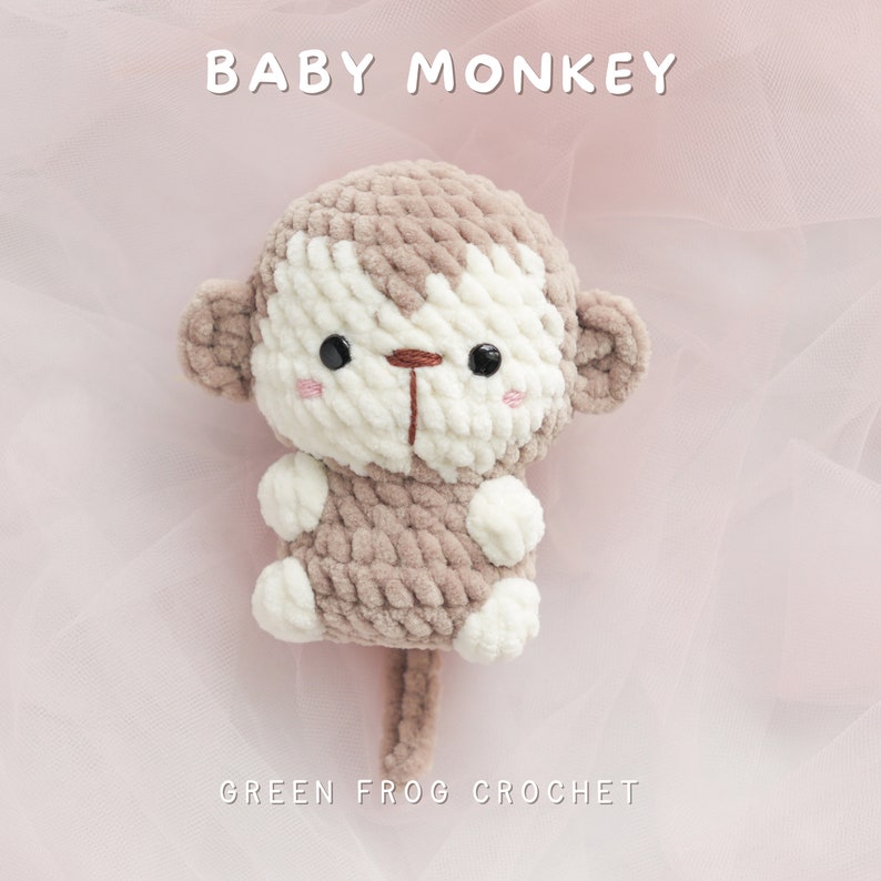 Crochet baby monkey safari animals pattern