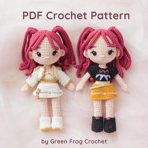 Pink hair Kpop Girls Amigurumi Crochet Doll Pattern