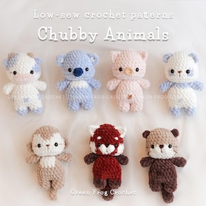 Pacchetto 7 in 1: Chubby Baby Animals, modelli all'uncinetto a basso punto