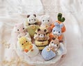 Mini animals, hatching animals, no sew amigurumi crochet patterns bunny, panda, bear, chicken, cat, dog, pig product logo
