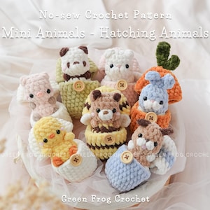 Mini animali, animali da schiusa, modelli all'uncinetto amigurumi senza cuciture coniglio, panda, orso, pollo, gatto, cane, maiale