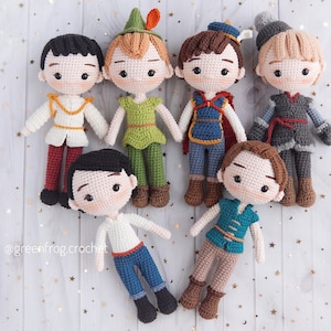 Patrón de crochet muñeca amigurumui paquete 6 patrones príncipe PDF Inglés (términos de EE. UU.) Español Deutsche Français Português(BR).