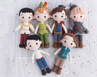 Crochet pattern doll amigurumui bundle 6 patterns prince PDF English (US terms) Español Deutsche Français Português(BR).