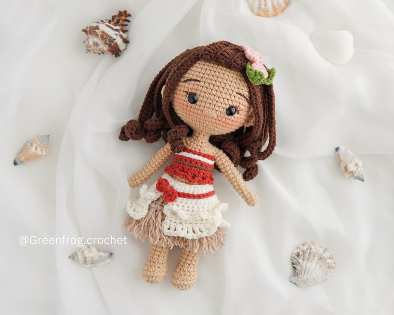 Crochet pattern doll amigurumi princess for Ocean princess PDF in English Español PortuguêsUS Français Deutsche image 3