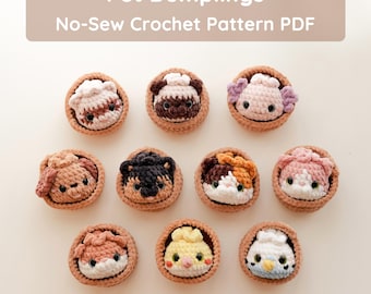 Pet Dumplings No Sew Amigurumi Animal Crochet Pattern | Squishy Bao Bun Animal Keychain PDF