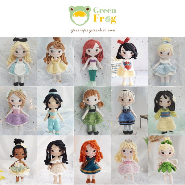 Amigurumi pattern crochet pattern princess doll Bundle 15 in 1, buy 15 patterns get 1 mermaid human pattern FREE