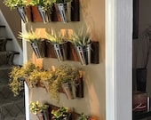 Indoor Wall Planter -wood grain horizontal mount (one row of 3 pots)