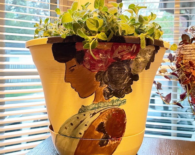 Home Oniship Art Deco Hand Painted Self-Watering Planter