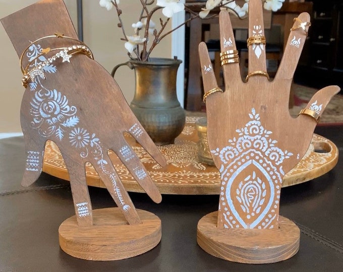 Henna Hands Jewelry Stands Set of 2