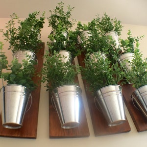 Indoor Wall Planter -wood grain ( one row of 3 pots)