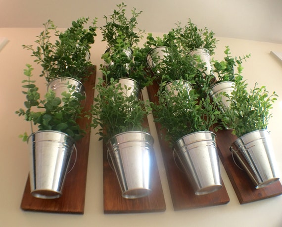 3 Vasi Da Parete In Legno Noce: Fioriere Sospese Per Fiori Secchi, Decorazione Country - 2