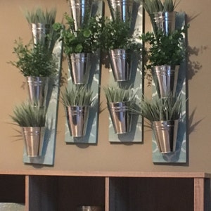 Indoor Wall Planter Blue one row of 3 pots image 5