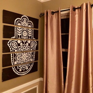 Hand of Fathima Hamsa  5 piece wood panel set wall hanging