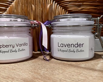 Whipped Vegan Body Butter - Lavender Body Butter - Raspberry Vanilla Body Butter - Raspberry Body Butter - Vegan Body Butter