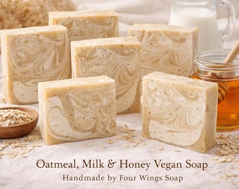Oatmeal Milk Honey Vegan Soap – Exfoliating Shea Butter, Coconut Oil, Castor Oil
