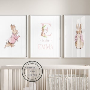 Peter Rabbit Poster | Baby Name Druck | Peter Rabbit Kinderzimmer Dekor | Kinderzimmer Wand Kunst | Baby Dekor | Beatrix Potter 3er-Set - A3