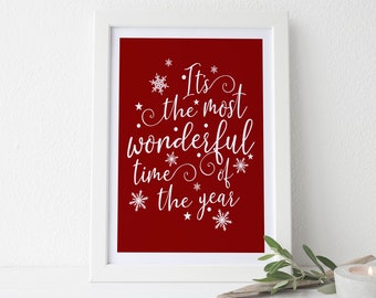It's The Most Wonderful Time Of The Year Print | Christmas Wall Art | Printable | Christmas Quote | Christmas Prints | Holiday Decor