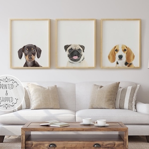 Puppy Dog Print | Dog Wall Art | Animal Nursery Decor | Nursery wall art | Puppy Poster | Baby Decor, Dachshund, Pug, Beagle Print, Set of 3
