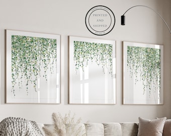Grünes Blatt Aquarell Drucke | Botanische Kunst | Pflanzen Kunst | Blatt Drucke | 3er-Set | Zimmerpflanze Druck | Wohnkultur | Grüne Wandkunst